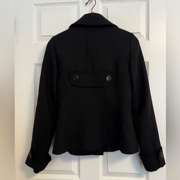 St Emile Black Wool Blend Pea Coat Size 6 - Picture 2 of 8